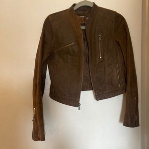 Brown leather/suede crop jacket Levi’s size small